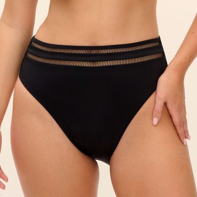 Fantasie East Hampton High Waist Bikini Brief - Black High Waist bikini brief with ladder detail at front. S-2XL FS502878-BLK
