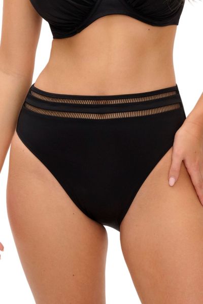 Fantasie East Hampton High Waist Bikini Brief - Black High Waist bikini brief with ladder detail at front. S-2XL FS502878-BLK