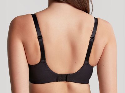 Panache Elan Luxe Plunge Bra Noir Underwired, padded plunge bra with strapping detail. 60-85, D-H 10676-NOR