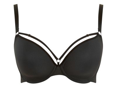 Panache Elan Luxe Plunge Bra Noir Underwired, padded plunge bra with strapping detail. 60-85, D-H 10676-NOR