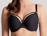 Panache Elan Luxe Plunge Bra Noir-thumb Underwired, padded plunge bra with strapping detail. 60-85, D-H 10676-NOR