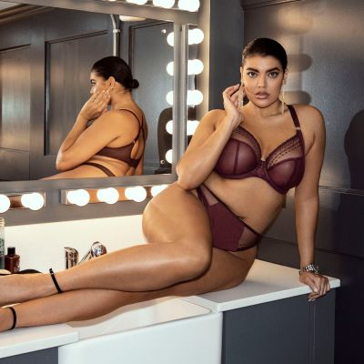 Elomi Matilda UW Plunge Bra Wine Diamond Underwired, full cup plunge bra 70-100, E-O EL8900-WID