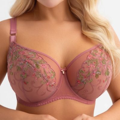 Gorsenia Elora UW Soft Bra - Pink Summer Underwired, non-padded bra mesh bra with floral embroidery. 65-95, D-M G028