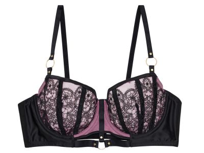 Playful Promises Emelda Ring Detail Satin & Lace Bra Pink Underwired non-padded balcony bra 65-100, D-H PP-4045P