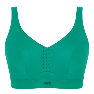 Panache Sport 5022 Endurance UW Non-Padded Sports Bra Green Underwired, non-padded sports bra with racer back option. 60-90, D-M 5022-GRN