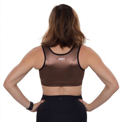 Enell Enell High Impact Sports Bra - Mocha Latte Non-wired sports bra with front closure. 00-8 NL-100-210/MOL