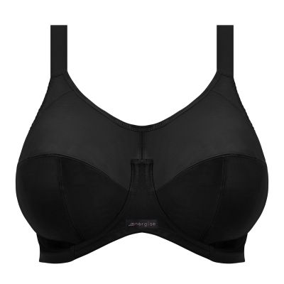 Elomi Energise UW NP Sports Bra Black Underwired non-padded sports bra 70-100, D-O EL8041-BLK