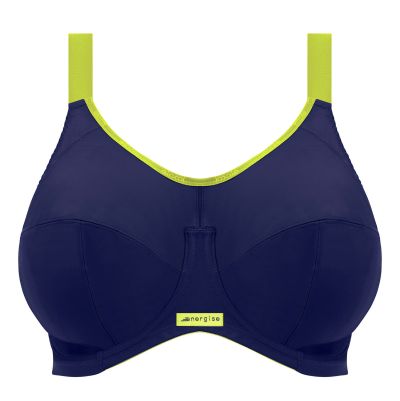 Elomi Energise UW NP Sports Bra - Navy Underwired non-padded sports bra. 70-100, D-O EL8041-NAVY