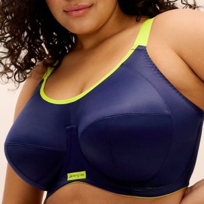 Elomi Energise UW NP Sports Bra - Navy Underwired non-padded sports bra. 70-100, D-O EL8041-NAVY