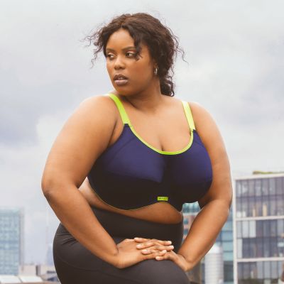 Elomi Energise UW NP Sports Bra - Navy Underwired non-padded sports bra. 70-100, D-O EL8041-NAVY