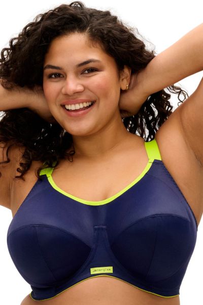 Elomi Energise UW NP Sports Bra - Navy Underwired non-padded sports bra. 70-100, D-O EL8041-NAVY