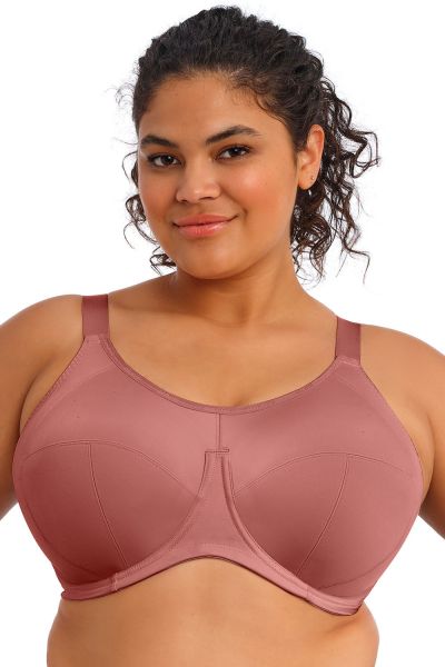 Elomi Energise UW NP Sports Bra - Rosewood Underwired non-padded sports bra. 70-100, D-O EL8041-ROW