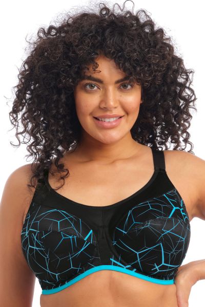 Elomi Energise UW Sports Bra Blue Lightning Underwired non-padded sports bra 70-100, D-O EL8042-BNG