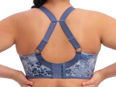 Elomi Energise UW Sports Bra Vintage Denim Underwired non-padded sports bra 70-100, D-O EL8042-VTD