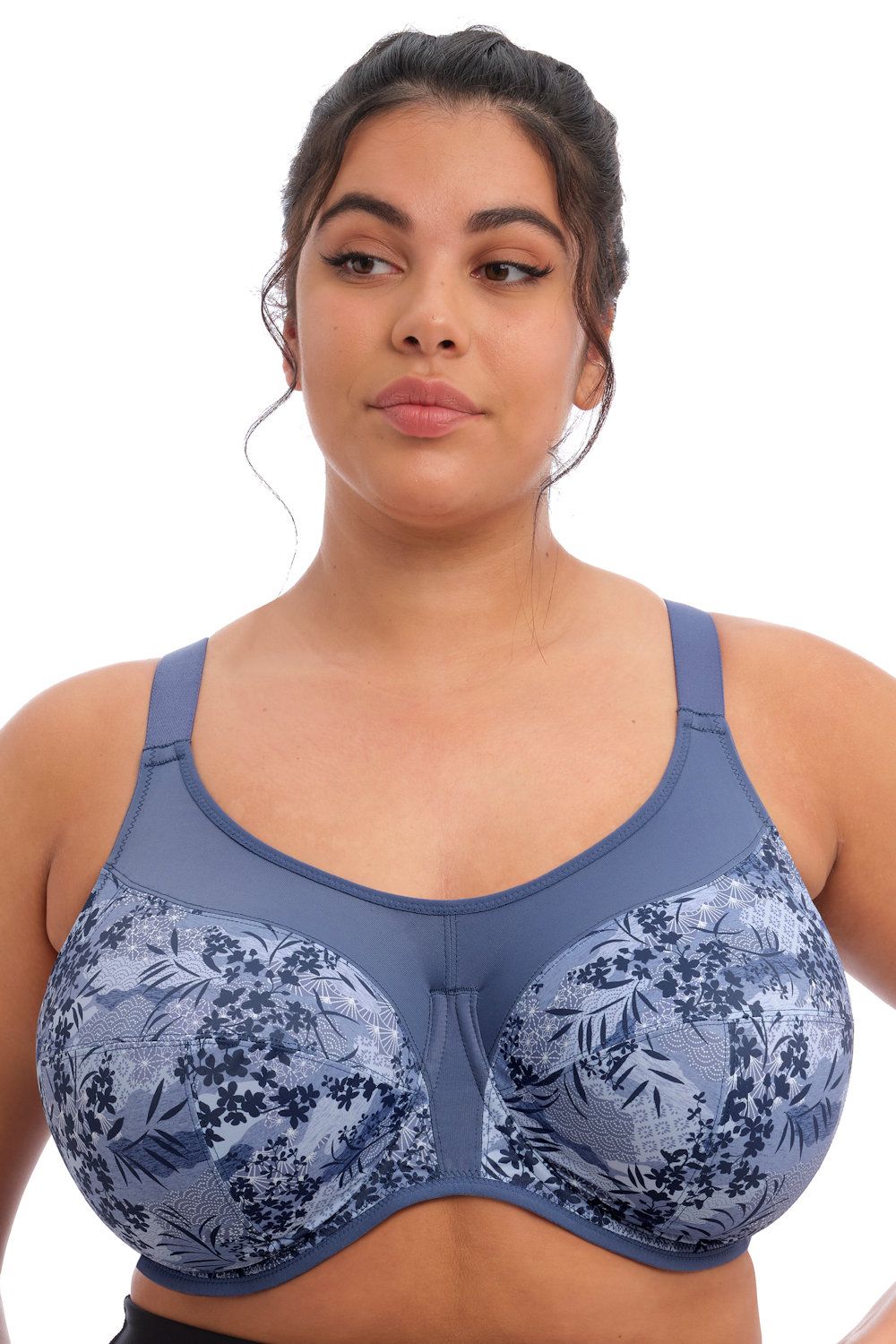 Mindset Cut Out Define Luxe Sports Bra in Denim Blue | Oh Polly