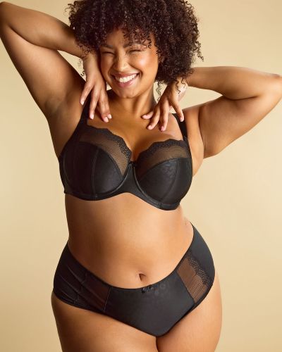 Sculptresse by Panache Esme Deep Brief Black Animal Normal rise, high leg brief. M/38 - 5XL/50 10924-BLA