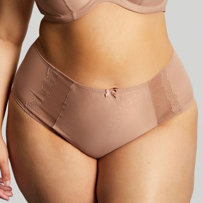 Sculptresse by Panache Esme Deep Brief Mocha Animal Normal rise, high leg brief. M/38 - 5XL/50 10924-MOA