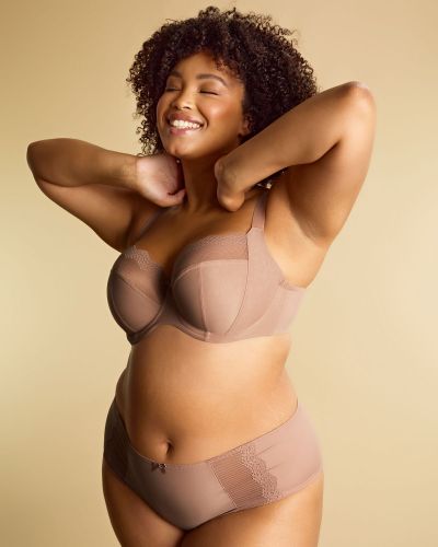 Sculptresse by Panache Esme UW Balcony Bra Mocha Animal Underwired, non-padded balcony with stretch top cup. 75-105, E-M 10921-MOA
