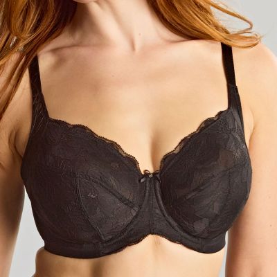 Panache Evangeline UW Full Cup Bra - Black Underwired, non-padded, full cup bra with a J hook at back. 65-90, E-O 11435-BLK