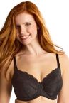Panache Evangeline UW Full Cup Bra - Black-thumb Underwired, non-padded, full cup bra with a J hook at back. 65-90, E-O 11435-BLK