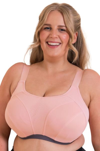 Curvy Kate Every Move UW Sports Bra - Blush & Charcoal Underwired, non-padded high impact sports bra. 65-95, G-O CK-043113-BUC