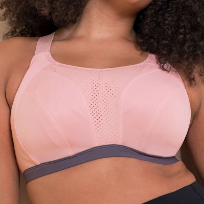 Curvy Kate Every Move UW Sports Bra - Blush & Charcoal Underwired, non-padded high impact sports bra. 65-95, G-O CK-043113-BUC