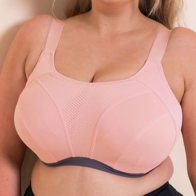 Curvy Kate Every Move UW Sports Bra - Blush & Charcoal Underwired, non-padded high impact sports bra. 65-95, G-O CK-043113-BUC