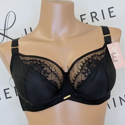 Gorsenia Evia UW Soft Bra Black Underwired, non-padded bra with mesh and lace decorations. 65-115, D-M K937-CZA