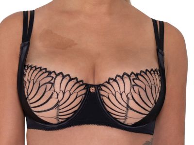 Scantilly by Curvy Kate Fallen Angel Balcony Bra Black Underwired, non-padded low balcony style bra 65-85, E-L ST-012-100-BLK