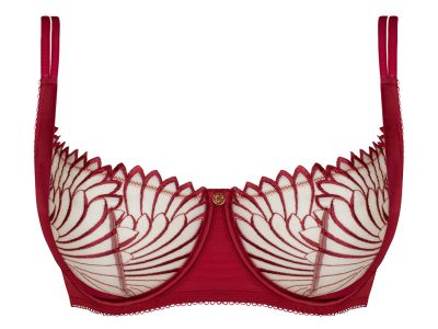 Scantilly by Curvy Kate Fallen Angel Balcony Bra Garnet Red Underwired, non-padded low balcony style bra 65-85, E-L ST-012-100-GRD