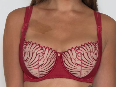 Scantilly by Curvy Kate Fallen Angel Balcony Bra Garnet Red Underwired, non-padded low balcony style bra 65-85, E-L ST-012-100-GRD