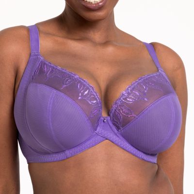 Curvy Kate Flare Full Cup Plunge Bra Amethyst Purple Underwired, non padded full cup plunge bra in soft mesh. 70-105, E-M CK-087101-AMP