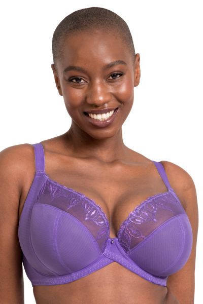 Curvy Kate Flare Full Cup Plunge Bra Amethyst Purple Underwired, non padded full cup plunge bra in soft mesh. 70-105, E-M CK-087101-AMP