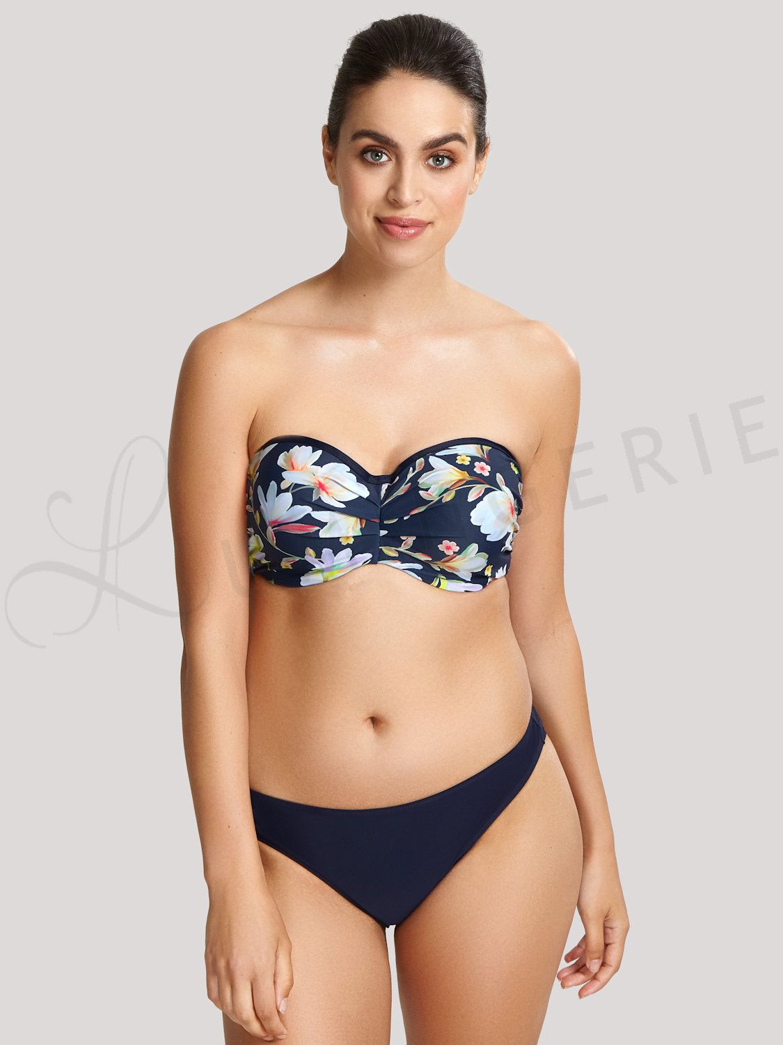 Luidruchtig helemaal vliegtuig Panache Swimwear Florentine Bandeau Bikini Navy Floral | Lumingerie bras  and underwear for big busts