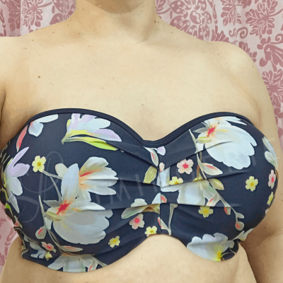 Panache Swimwear Florentine Bandeau Bikini Navy Floral Underwired, strapless padded bandeau bikini top 65-85 DD-G SW1053-NAV