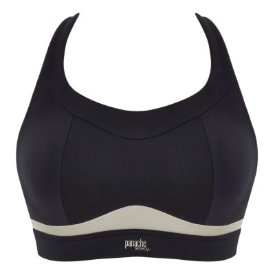 Panache Sport 7344 Freedom NW Non-Padded Sports Bra Black / Chalk Non-wired, non-padded sports bra with racer back option. 60-90, D-M 7344-BLK/CHK