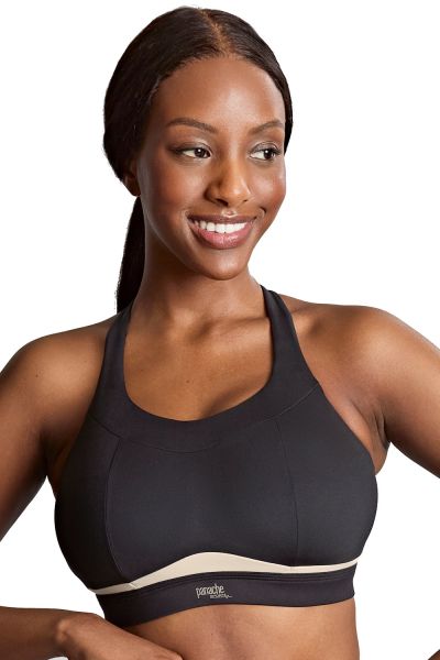 Panache Sport 7344 Freedom NW Non-Padded Sports Bra Black / Chalk Non-wired, non-padded sports bra with racer back option. 60-90, D-M 7344-BLK/CHK