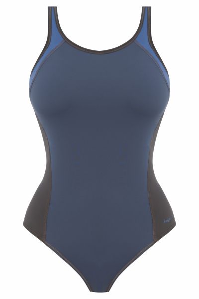 Freya Active Freestyle UW Swimsuit Denim Underwired swimsuit with built in bra and convertible straps 65-90 D-K AW3969-DEN