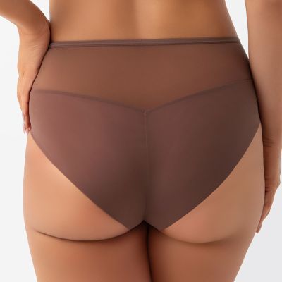 Gorsenia Frida Briefs - Chocolate Mesh briefs with medium high waist. L/40 - 4XL/48 F019