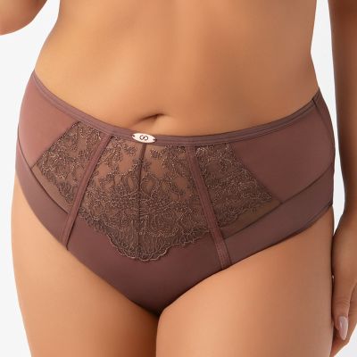 Gorsenia Frida Briefs - Chocolate Mesh briefs with medium high waist. L/40 - 4XL/48 F019