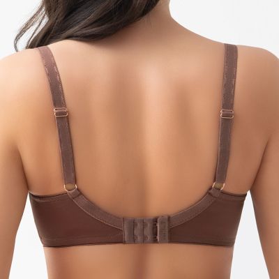 Gorsenia Frida UW Soft Bra - Chocolate Underwired, non-padded bra mesh bra with embroidery. 70-100, D-M G019