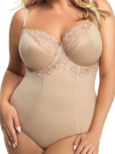 Gorsenia Gala Underwired Body Beige Body with wired, non-padded bra 75-95, D-H K356-BEZ