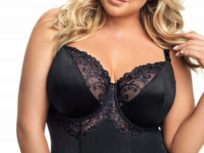 Gorsenia Gala Underwired Body Black Body with wired, non-padded bra 75-95, D-H K356-CZA