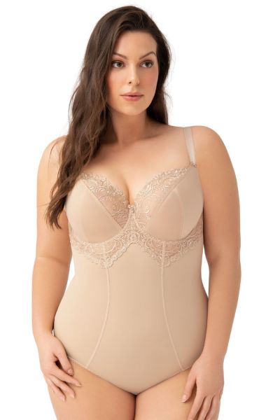 Gorsenia Gala Underwired Body Beige Body with wired, non-padded bra 75-95, D-H K356-BEZ