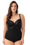 Gorsenia Gala Underwired Body Black-thumb Body with wired, non-padded bra. 75-95, D-H K356-CZA