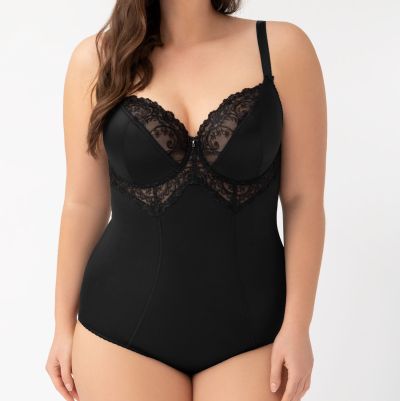 Gorsenia Gala Underwired Body Black Body with wired, non-padded bra. 75-95, D-H K356-CZA
