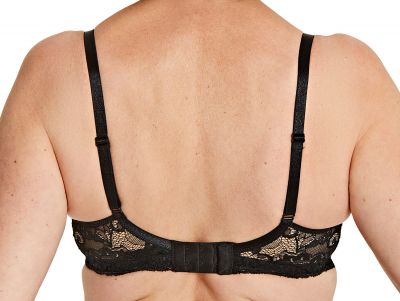 Royce Georgia T-shirt Bra Black Wirefree, almost full cup style smooth and seamfree t-shirt bra with bilateral pockets 70-95, D-FF 886P-BLK