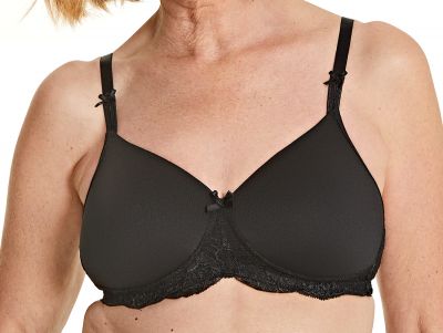 Royce Georgia T-shirt Bra Black Wirefree, almost full cup style smooth and seamfree t-shirt bra with bilateral pockets 70-95, D-FF 886P-BLK