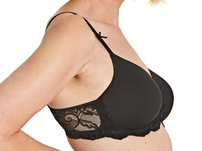 Royce Georgia T-shirt Bra Black Wirefree, almost full cup style smooth and seamfree t-shirt bra with bilateral pockets 70-95, D-FF 886P-BLK
