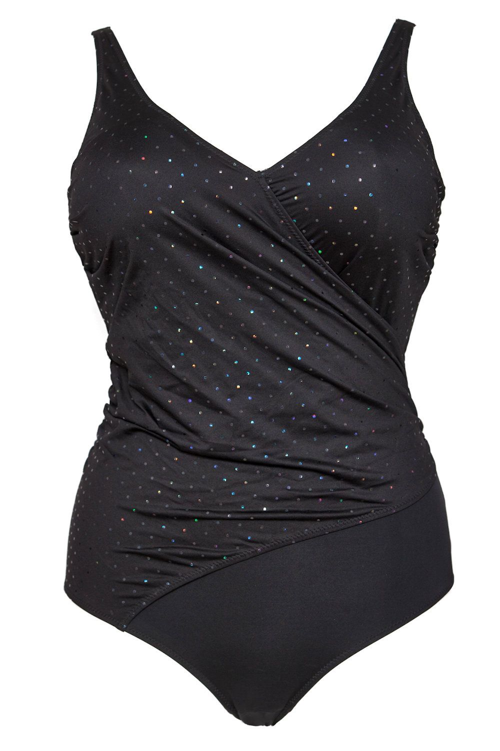 Plaisir Glitter Faux Wrap Swimsuit Black Lumingerie bras and